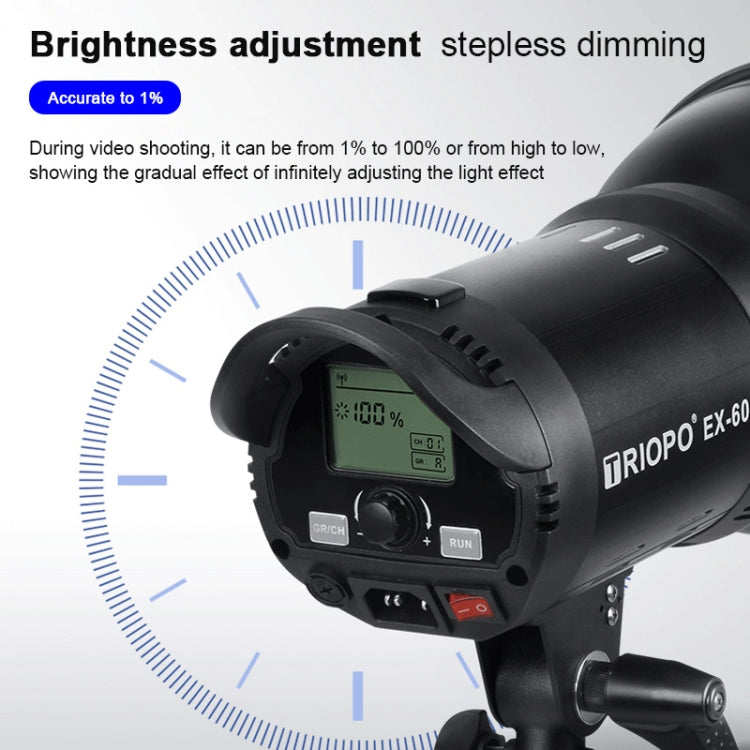 TRIOPO EX-60W Studio Flash Built-in Dissipate Heat System with EX-60III LED Single Light - Shoe Mount Flashes by TRIOPO | Online Shopping UK | buy2fix