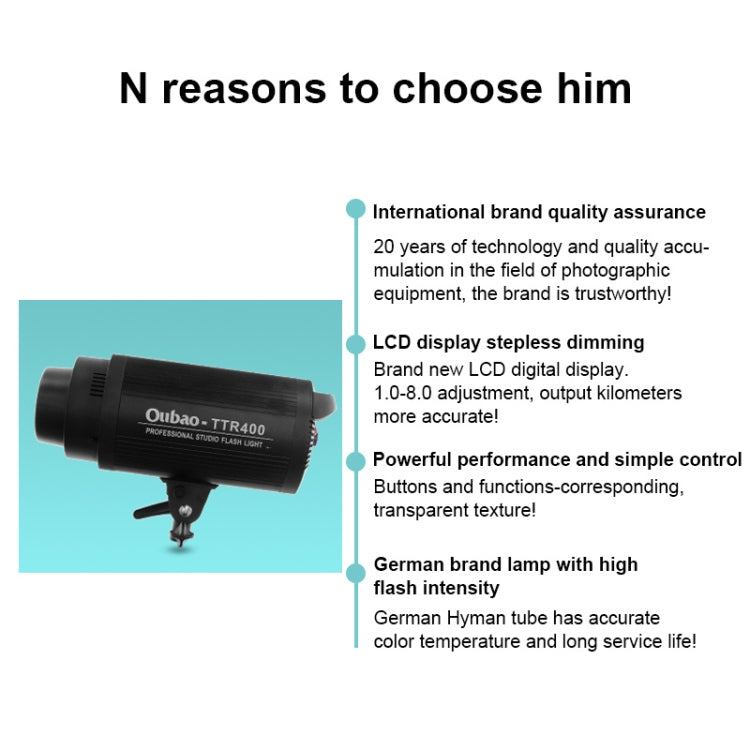 TRIOPO Oubao TTR400W Studio Flash with E27 150W Light Bulb - Shoe Mount Flashes by TRIOPO | Online Shopping UK | buy2fix