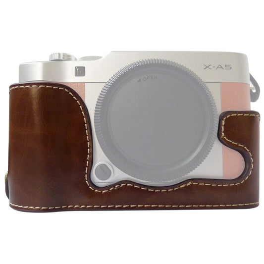 1/4 inch Thread PU Leather Camera Half Case Base for FUJIFILM X-A5 / X-A20(Coffee) - Half Case by buy2fix | Online Shopping UK | buy2fix