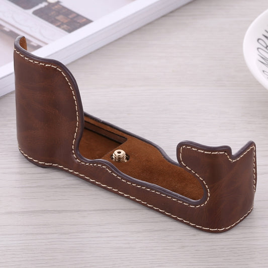 1/4 inch Thread PU Leather Camera Half Case Base for FUJIFILM X-A5 / X-A20(Coffee) - Half Case by buy2fix | Online Shopping UK | buy2fix