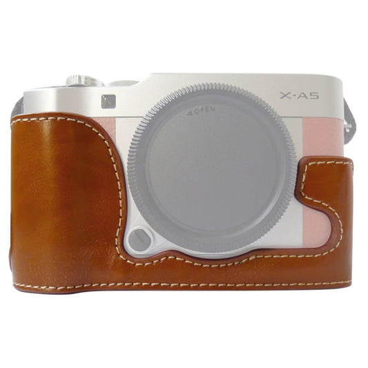 1/4 inch Thread PU Leather Camera Half Case Base for FUJIFILM X-A5 / X-A20(Brown) - Half Case by buy2fix | Online Shopping UK | buy2fix