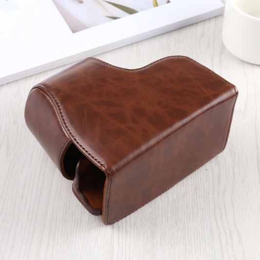 Full Body Camera PU Leather Case Bag with Strap for Sony A6400 / ILCE-A6400 (Coffee) by buy2fix