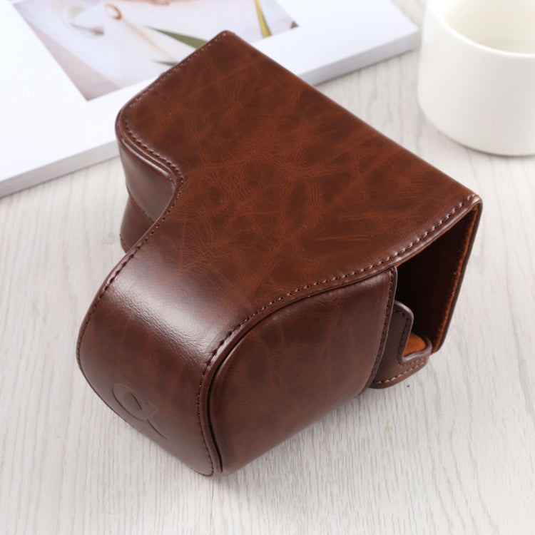 Full Body Camera PU Leather Case Bag with Strap for Sony A6400 / ILCE-A6400 (Coffee) by buy2fix