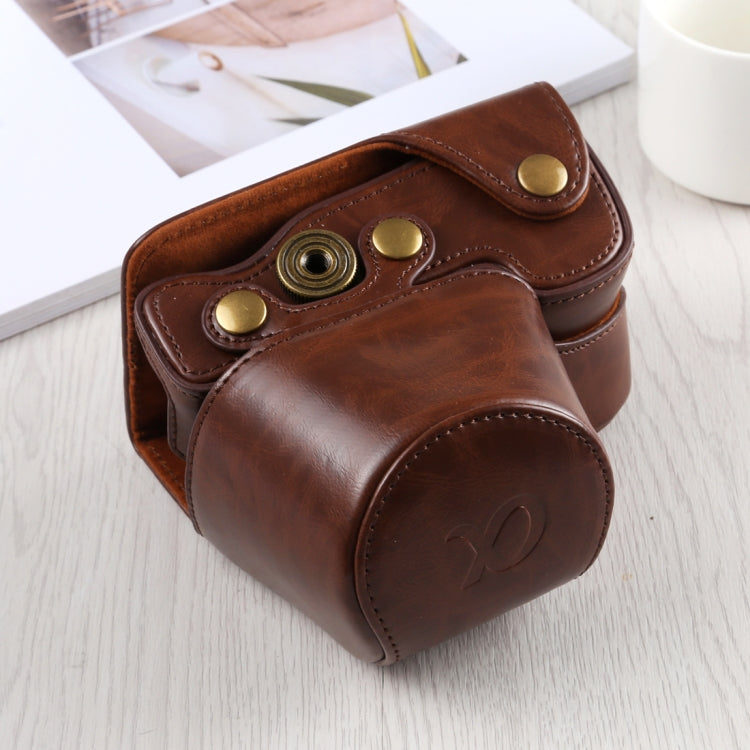 Full Body Camera PU Leather Case Bag with Strap for Sony A6400 / ILCE-A6400 (Coffee) by buy2fix