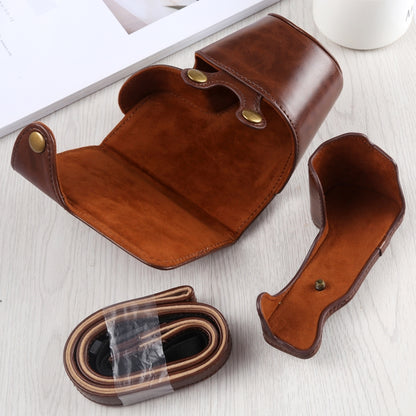 Full Body Camera PU Leather Case Bag with Strap for Sony A6400 / ILCE-A6400 (Coffee) by buy2fix