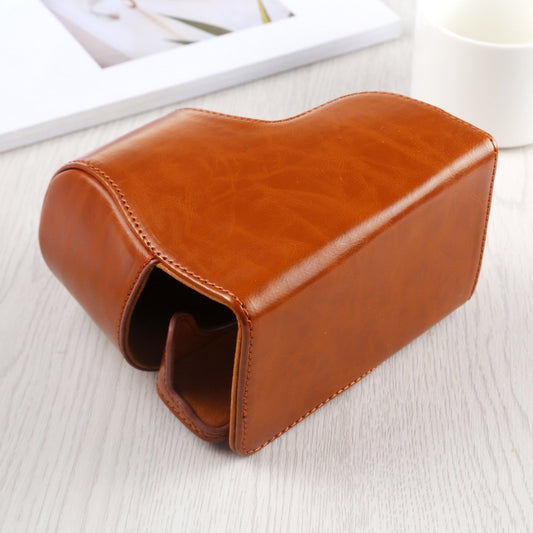 Full Body Camera PU Leather Case Bag with Strap for Sony A6400 / ILCE-A6400 (Brown) - Leather Bag by buy2fix | Online Shopping UK | buy2fix