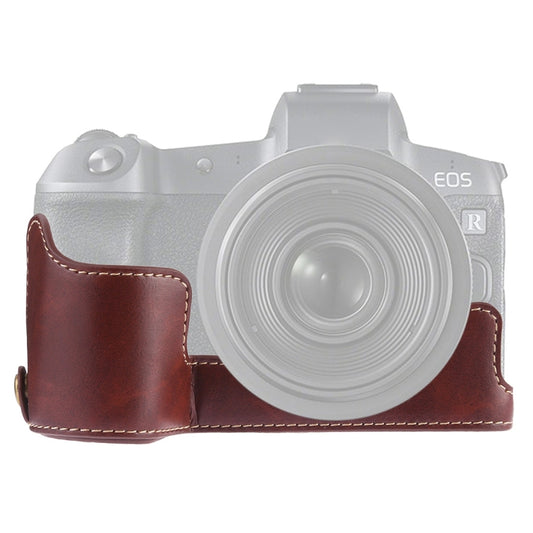 1/4 inch Thread PU Leather Camera Half Case Base for Canon EOS R (Coffee) - Half Case by buy2fix | Online Shopping UK | buy2fix