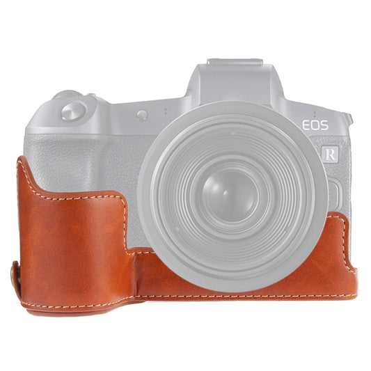 1/4 inch Thread PU Leather Camera Half Case Base for Canon EOS R (Brown) - Half Case by buy2fix | Online Shopping UK | buy2fix