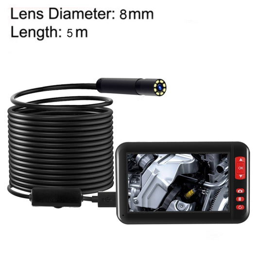 P20 4.3 Inch Screen Display HD1080P Inspection Endoscope with 8 LEDs, Length: 5m, Lens Diameter: 8mm, Hard Line -  by buy2fix | Online Shopping UK | buy2fix