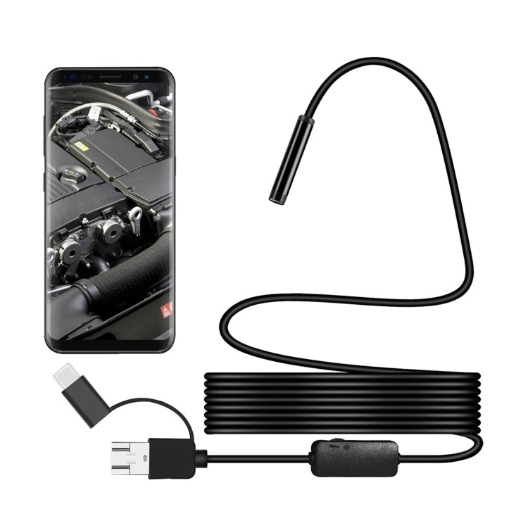 Y101 8mm Spiral Head 3 In 1 Waterproof Digital Endoscope Inspection Camera, Length: 3.5m Flexible Cable(Black) -  by buy2fix | Online Shopping UK | buy2fix
