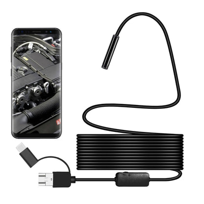 Y101 8mm Spiral Head 3 In 1 Waterproof Digital Endoscope Inspection Camera, Length: 5m Flexible Cable(Black) -  by buy2fix | Online Shopping UK | buy2fix