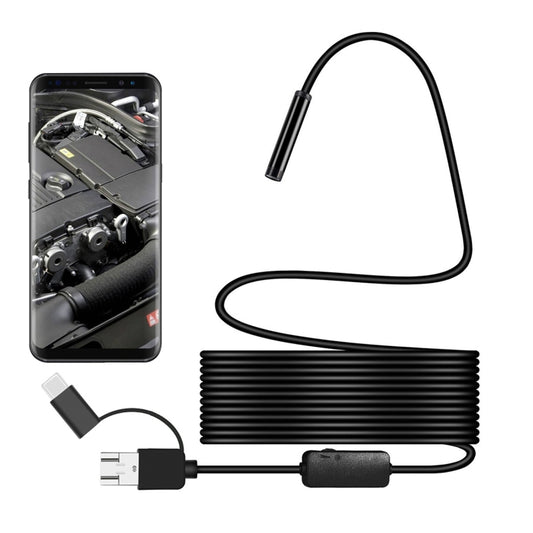 Y101 8mm Spiral Head 3 In 1 Waterproof Digital Endoscope Inspection Camera, Length: 5m Flexible Cable(Black) -  by buy2fix | Online Shopping UK | buy2fix
