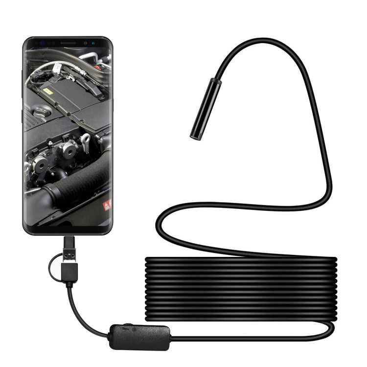 Y101 8mm Spiral Head 3 In 1 Waterproof Digital Endoscope Inspection Camera, Length: 5m Flexible Cable(Black) -  by buy2fix | Online Shopping UK | buy2fix