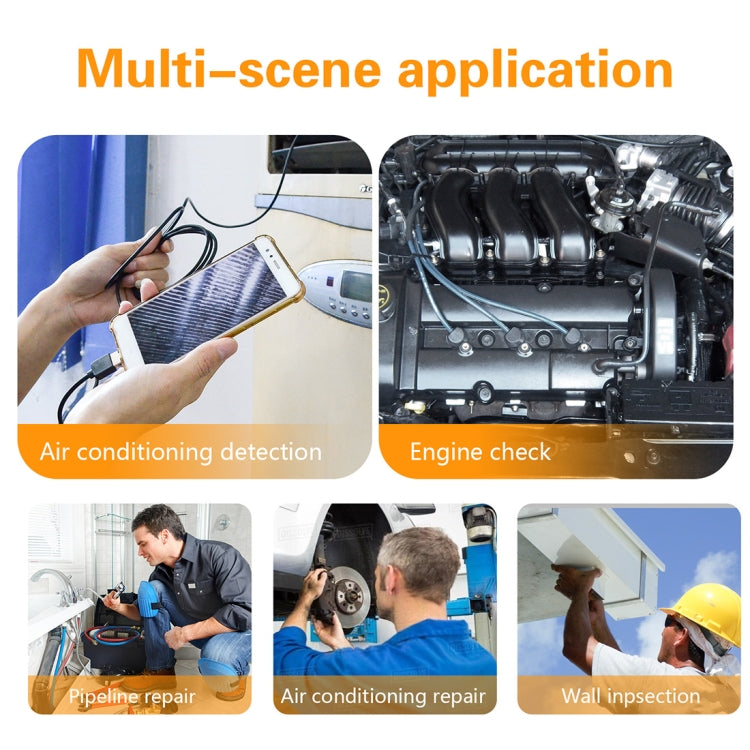 Y101 8mm Spiral Head 3 In 1 Waterproof Digital Endoscope Inspection Camera, Length: 5m Flexible Cable(Black) -  by buy2fix | Online Shopping UK | buy2fix