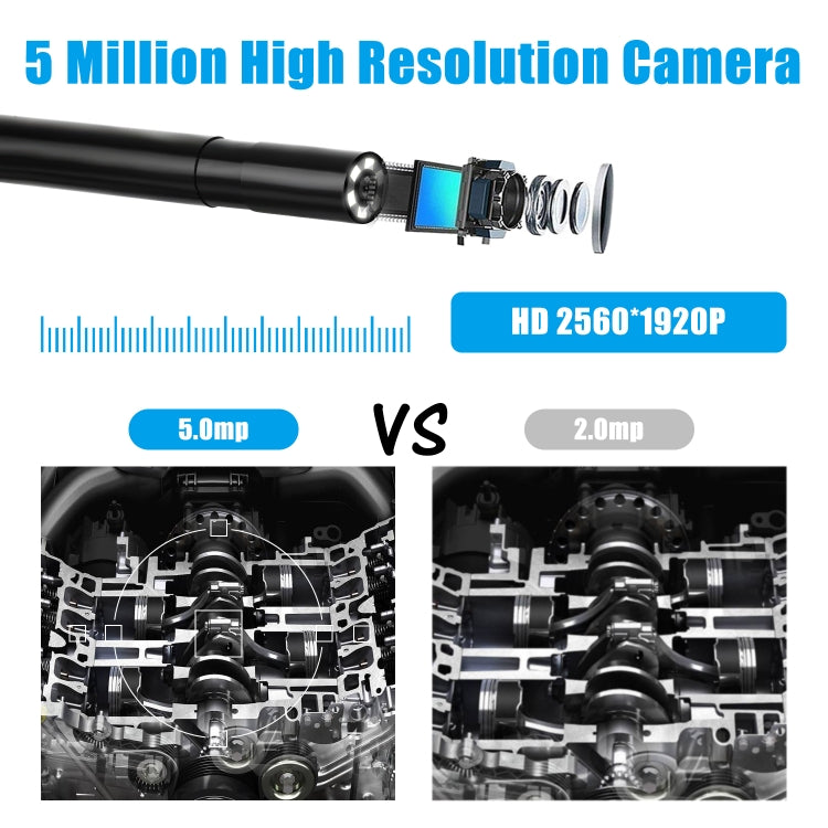 F220 5.5mm HD 5.0MP WIFI Endoscope Inspection Camera with 6 LEDs, Length: 5m -  by buy2fix | Online Shopping UK | buy2fix