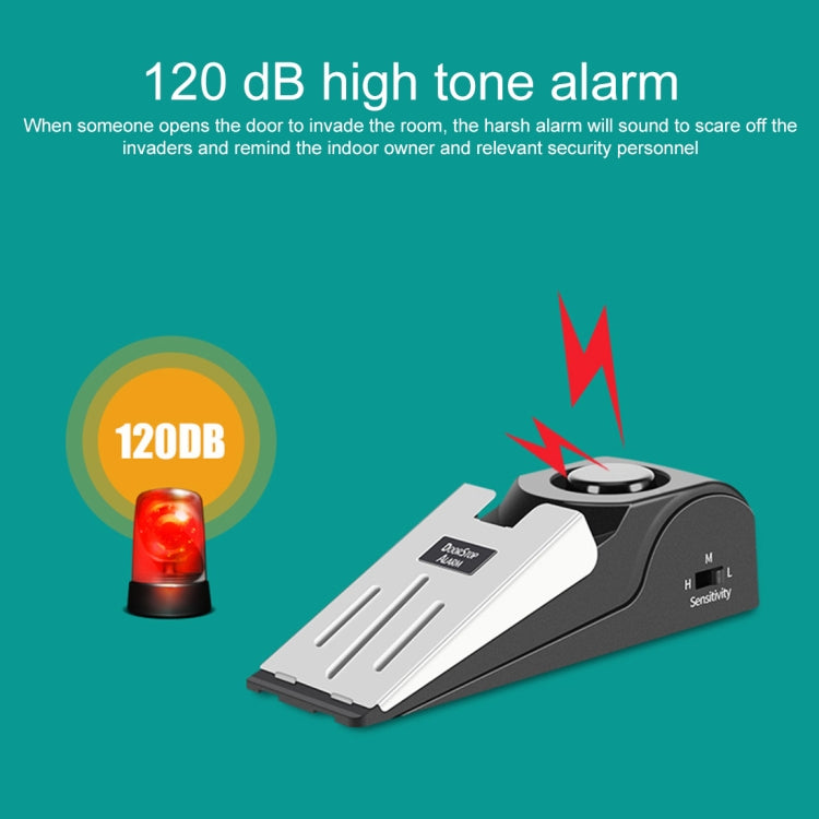 120dB Wedge Shape Door Stop Alarm Home Security Thief Prevention Device - Door Window Alarm by buy2fix | Online Shopping UK | buy2fix