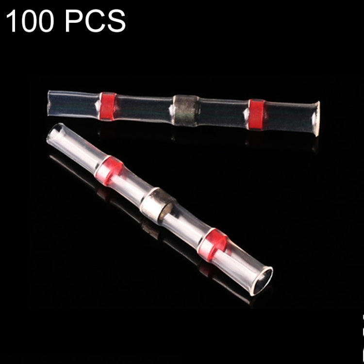 100 PCS AWG22-18 0.5-1.5mm Seal Heat Shrink Butt Wire Connectors Red Terminals Solder Sleeve(Red) by buy2fix