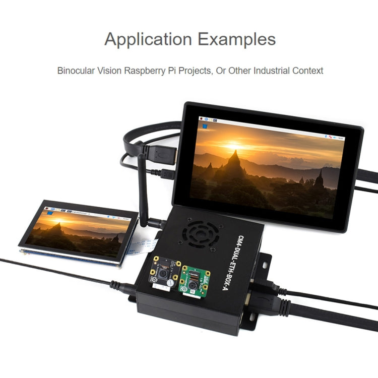 Waveshare Dual Gigabit Ethernet Mini-Computer with Metal Case & Cooling Fan for Raspberry Pi CM4(EU Plug) by WAVESHARE