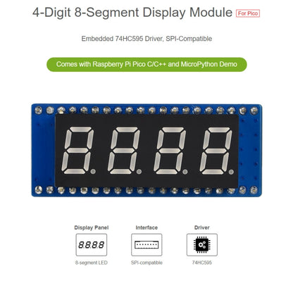 WAVESHARE 4-digit 8-segment Display Module for Raspberry Pi Pico, SPI-compatible by WAVESHARE