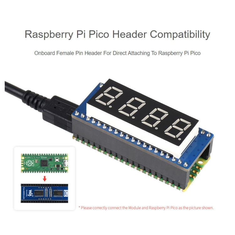 WAVESHARE 4-digit 8-segment Display Module for Raspberry Pi Pico, SPI-compatible by WAVESHARE