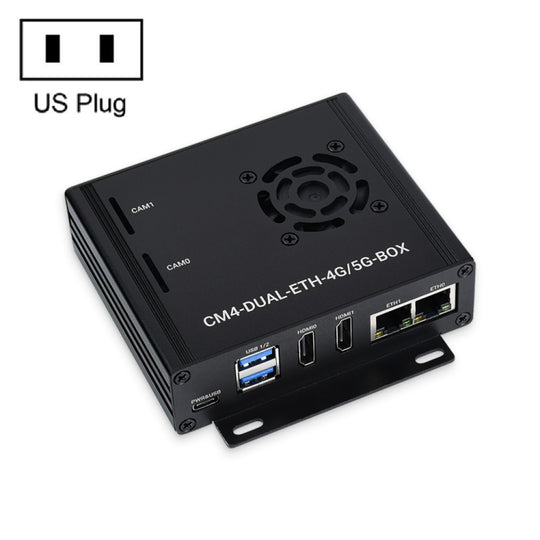 Waveshare Dual Gigabit Ethernet 5G/4G Computerbox mit Lüfter für Raspberry Pi CM4 (US-Stecker)