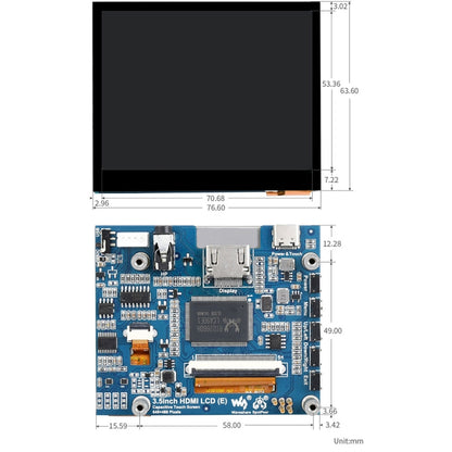 Waveshare 3.5 inch HDMI Capacitive Touch IPS LCD Display (E), 640 x 480, Audio Jack by WAVESHARE
