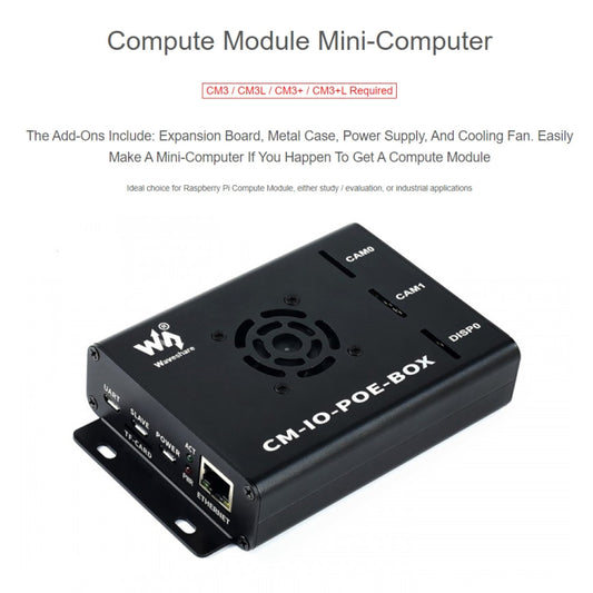Waveshare Mini-Computer for Raspberry Pi CM(EU Plug) - Mini PC Accessories by buy2fix | Online Shopping UK | buy2fix