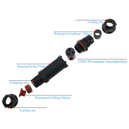 XYS20 IP68 Waterproof 3 Pin Straight Cable Connector - Connector & Plug by buy2fix | Online Shopping UK | buy2fix