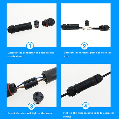 XYS20 IP68 Waterproof 3 Pin Straight Cable Connector - Connector & Plug by buy2fix | Online Shopping UK | buy2fix
