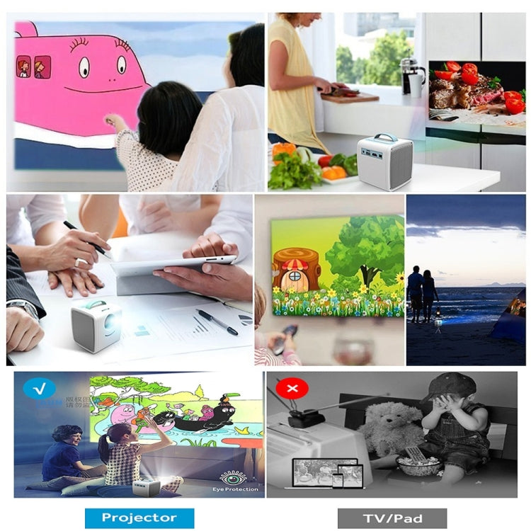 W-S1 10W Children Video Projector 30 Lumens HD 1080P LCD Technology, Support AV / USB / Mini SD Card / HDMI / Audio (Blue) - Mini Projector by buy2fix | Online Shopping UK | buy2fix