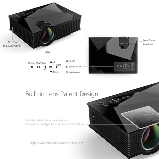 UC68+ 40ANSI 1024 x 600P Home Theater Multimedia HD LED Projector,  Support USB/SD/HDMI/VGA/IR - LED Projector by buy2fix | Online Shopping UK | buy2fix
