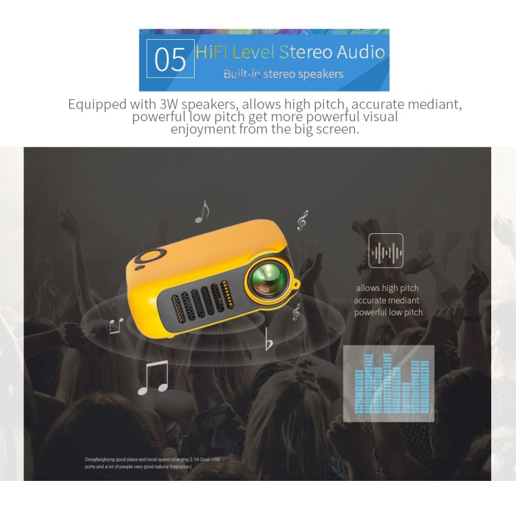 A2000 Portable Projector 800 Lumen LCD Home Theater Video Projector, Support 1080P, AU Plug (White) - LED Projector by buy2fix | Online Shopping UK | buy2fix