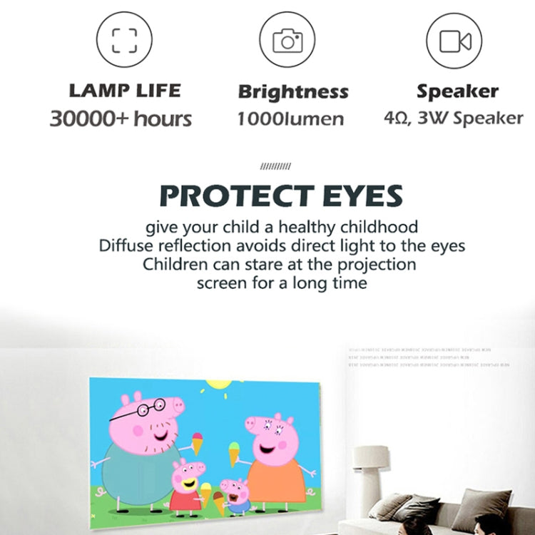 A2000 1080P Mini Portable Smart Projector Children Projector, UK Plug(Black) - Mini Projector by buy2fix | Online Shopping UK | buy2fix