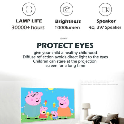 A2000 1080P Mini Portable Smart Projector Children Projector, UK Plug(Black) - Mini Projector by buy2fix | Online Shopping UK | buy2fix