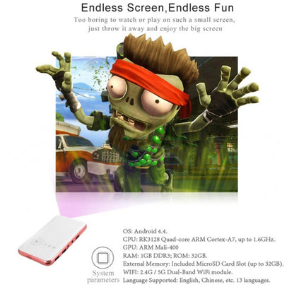 Wejoy DL-S6+ 1000 Lumens 854x480 Smart Mini Projector, RK3128 CPU, 1GB+32GB, Android 4.4, Bluetooth, WiFi, HDMI(Rose Gold) - Mini Projector by WEJOY | Online Shopping UK | buy2fix