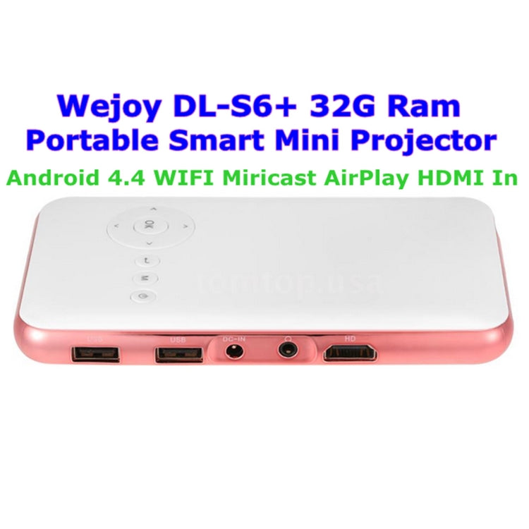 Wejoy DL-S6+ 1000 Lumens 854x480 Smart Mini Projector, RK3128 CPU, 1GB+32GB, Android 4.4, Bluetooth, WiFi, HDMI(Rose Gold) - Mini Projector by WEJOY | Online Shopping UK | buy2fix