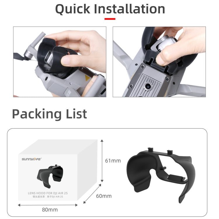 Sunnylife A2S-Q9350 Camera Lens Sunshade Anti-glare Hood for DJI Air 2S / Mavic Air 2 (Black) - Other by buy2fix | Online Shopping UK | buy2fix
