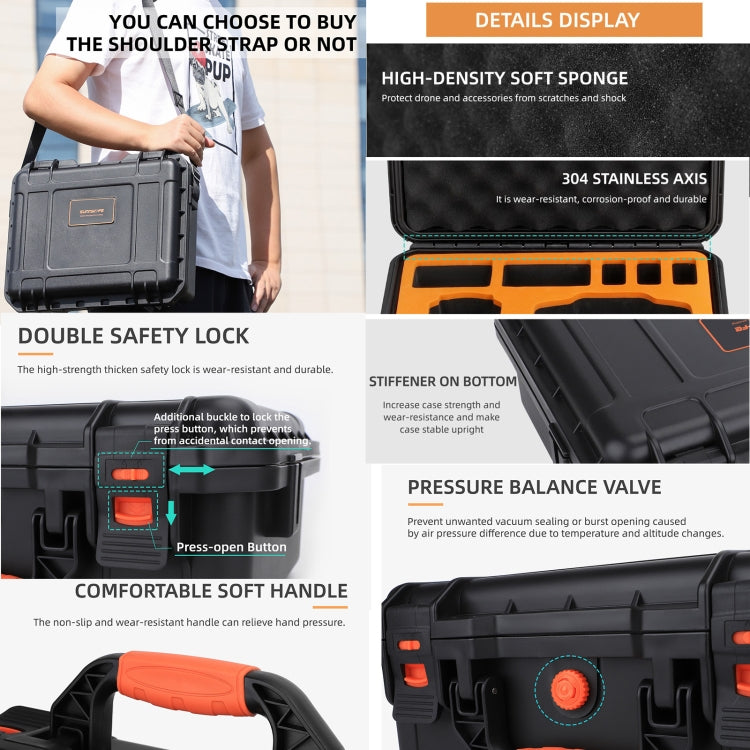 For DJI Mini 4 Pro Sunnylife Safety Carrying Case Waterproof Shock-proof Hard Travel Case (Black) - Carry Cases & Bags by Sunnylife | Online Shopping UK | buy2fix