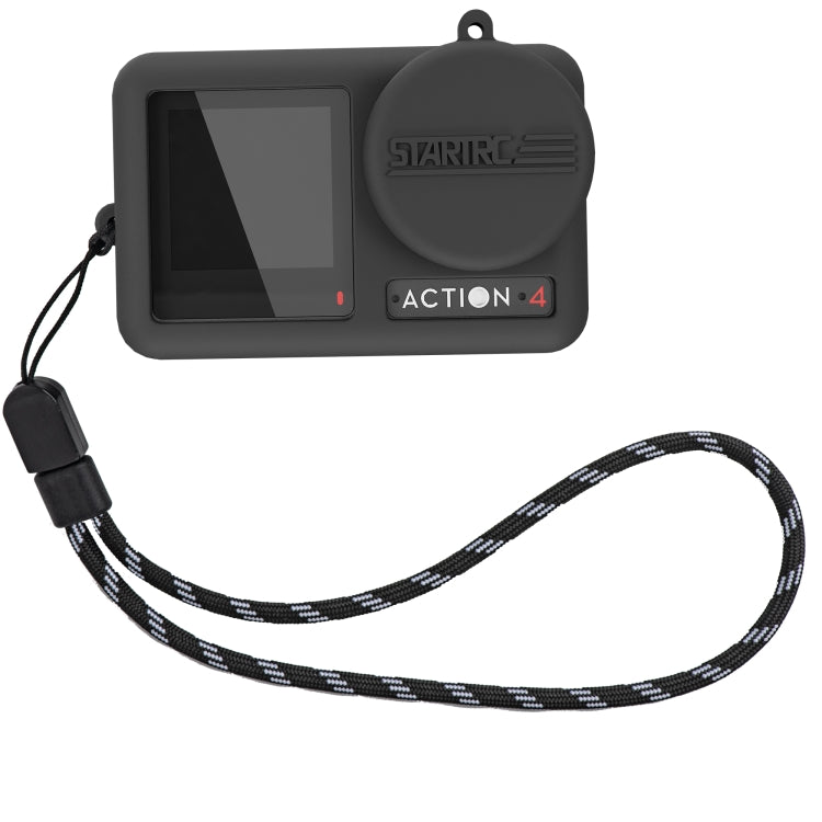 For DJI OSMO Action 4 / 3 STARTRC Silicone Shockproof Case with Lens Cap & Strap (Black) - Case & Bags by STARTRC | Online Shopping UK | buy2fix