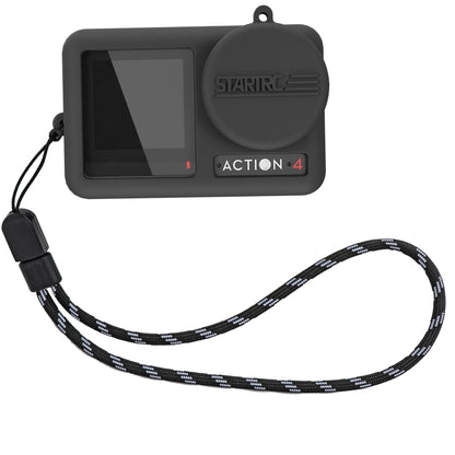 For DJI OSMO Action 4 / 3 STARTRC Silicone Shockproof Case with Lens Cap & Strap (Black) - Case & Bags by STARTRC | Online Shopping UK | buy2fix