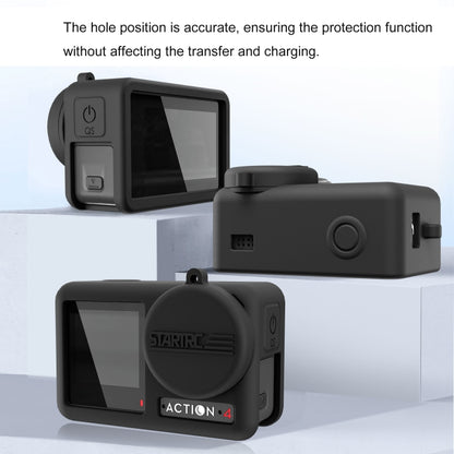 For DJI OSMO Action 4 / 3 STARTRC Silicone Shockproof Case with Lens Cap & Strap (Black) - Case & Bags by STARTRC | Online Shopping UK | buy2fix