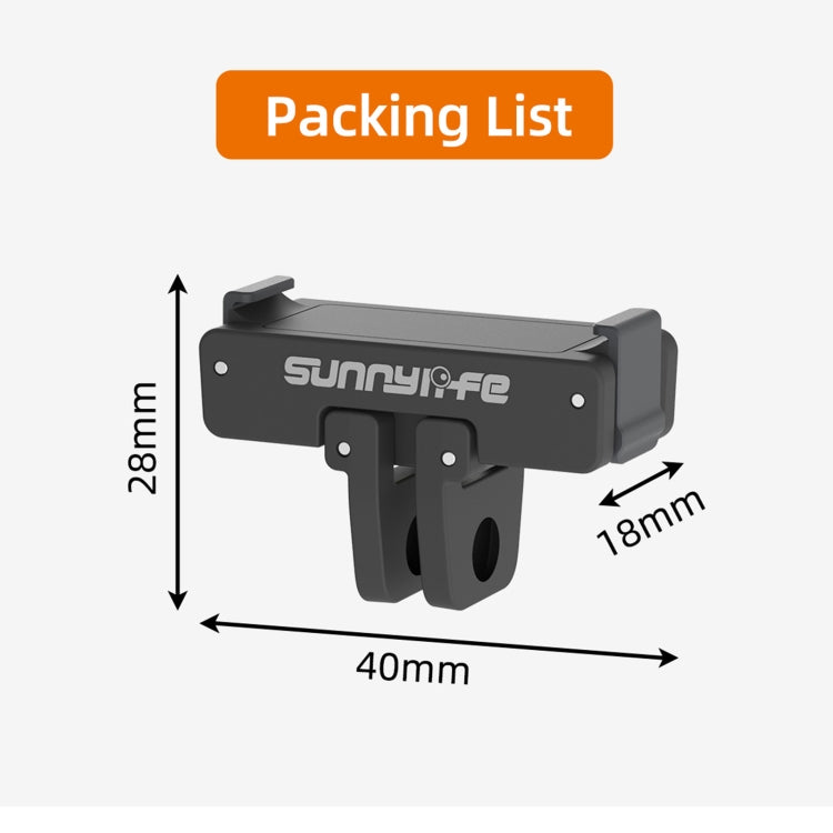 Sunnylife AD691 Magnetic Adapter Mount for DJI Action 2 / Osmo Action 3 / 4 (Black) - Mount & Holder by Sunnylife | Online Shopping UK | buy2fix