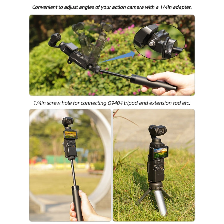 For DJI OSMO Pocket 3 Sunnylife Expansion Adapter Foldable Dual Hooks Adapter Protective Case Bracket (Black) by Sunnylife