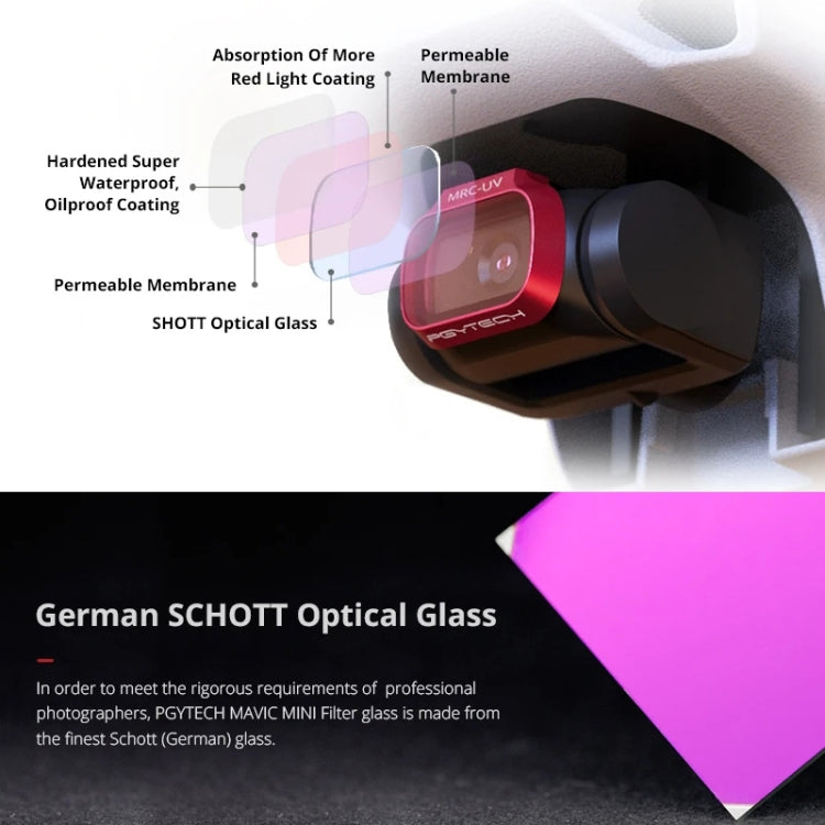 4 PCS PGYTECH P-12A-019 ND8 / 16 / 32 / 64 Dimming Lens Filter Set for DJI Mavic Mini Drone Accessories by PGYTECH