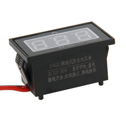V40D 2 Wires Blue Light Display Mini Waterproof IPX4 Digital Voltage Meter, Measure Voltage: DC 2.5-30V - Current & Voltage Tester by buy2fix | Online Shopping UK | buy2fix