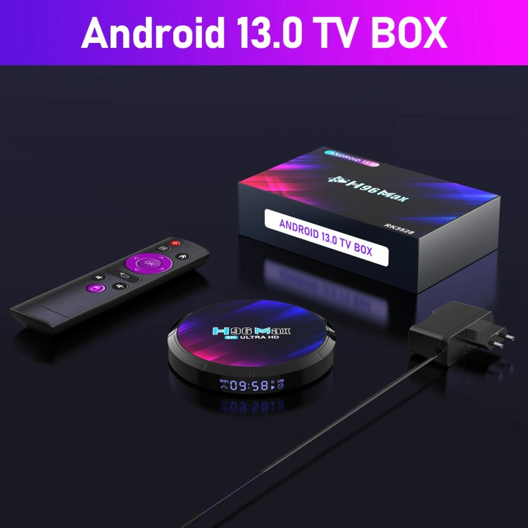 H96 Max 8K Ultra HD Smart TV Box Android 13.0 Media Player with Remote Control, RK3528 Quad-Core, 4GB+32GB(AU Plug) by buy2fix