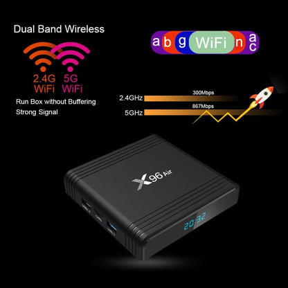 X96 Air 8K Smart TV BOX Android 9.0 Media Player with Remote Control, Quad-core Amlogic S905X3, RAM: 2GB, ROM: 16GB, Dual Band WiFi, US Plug - Amlogic S905 by buy2fix | Online Shopping UK | buy2fix