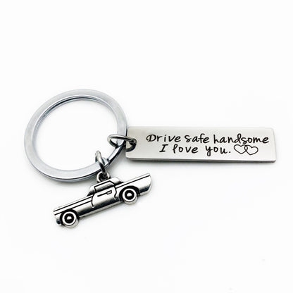 Creative Drive Safe Handsome Words Stainless Steel Keychain Key Rings(Car) by buy2fix