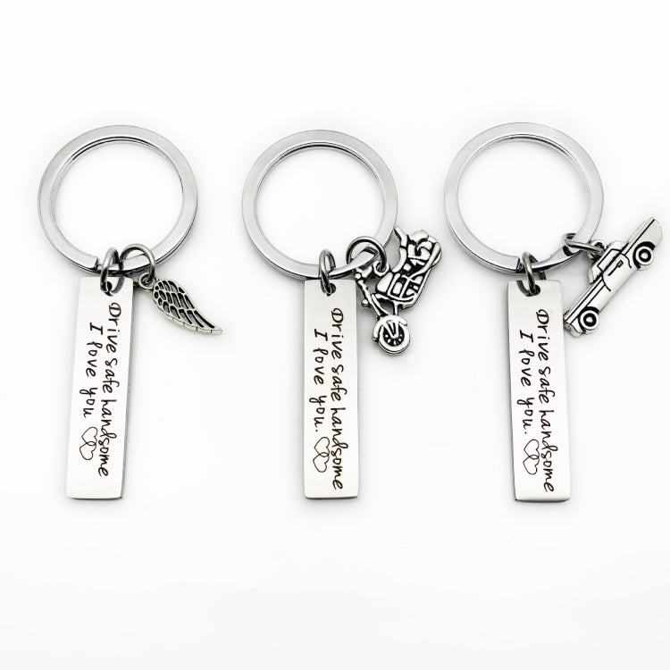 Creative Drive Safe Handsome Words Stainless Steel Keychain Key Rings(Car) by buy2fix