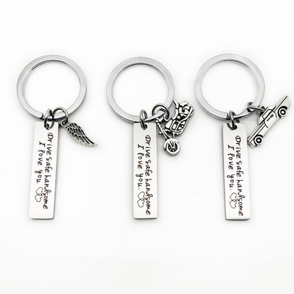 Creative Drive Safe Handsome Words Stainless Steel Keychain Key Rings(Car) by buy2fix